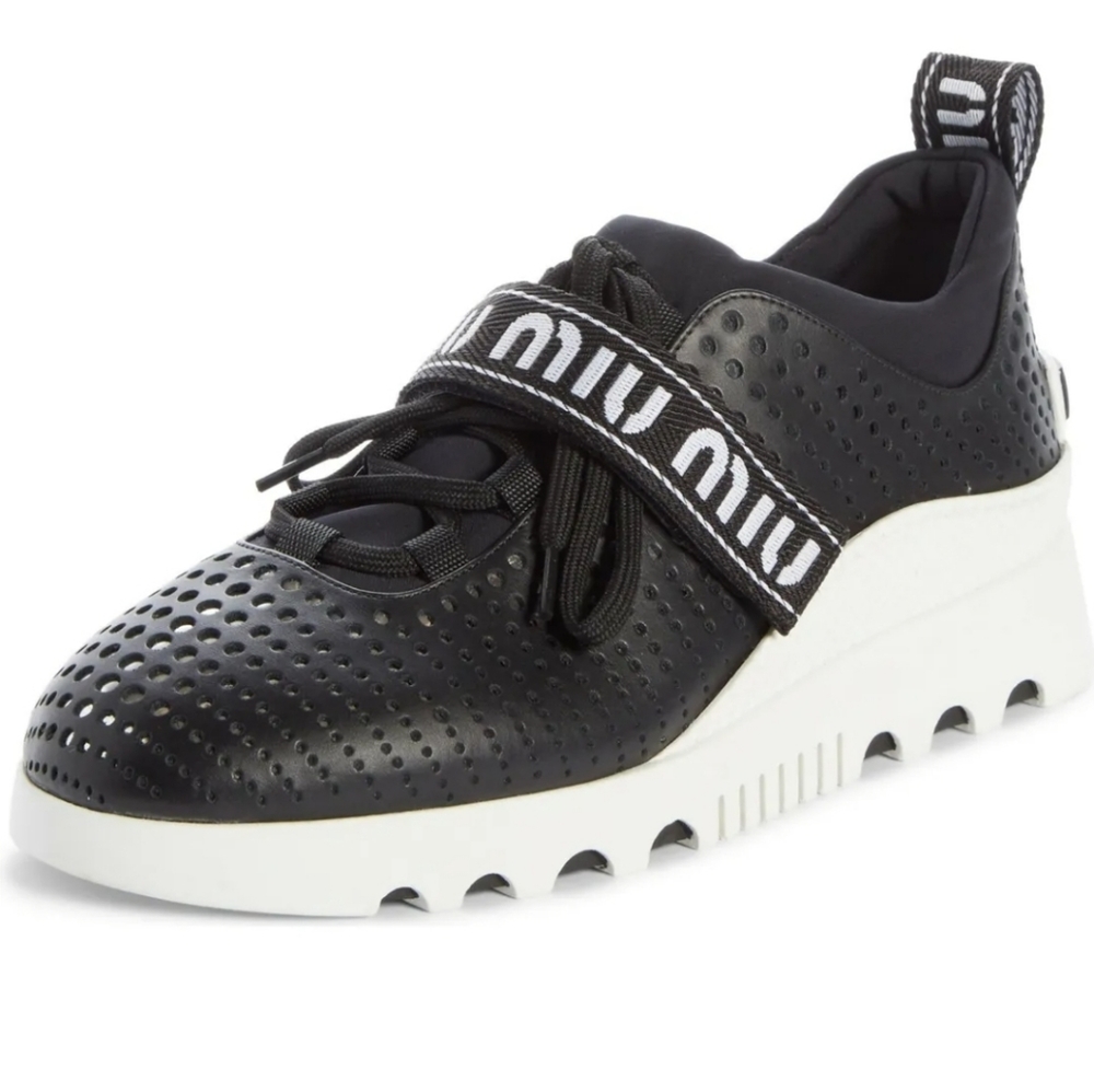 Miu Miu Leather Cutout Sneakers Size 39.5/9